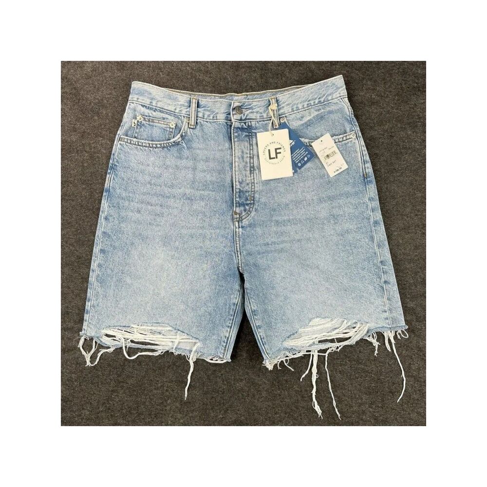 Lovers + Friends Devon Denim Shorts sz 31 Paloma Blue 90's Cut Off High-Rise NWT
